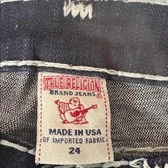 True Religion Joey Super T dark denim flare Jeans with Contrast Stitching, 24 - Picture 5 of 10